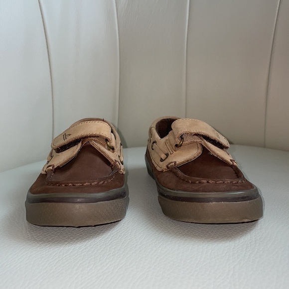 ⭐️HP⭐️Sz9.5 kids Sperry Top Siders NWOT and in EC Brown/tan leather - Picture 4 of 11